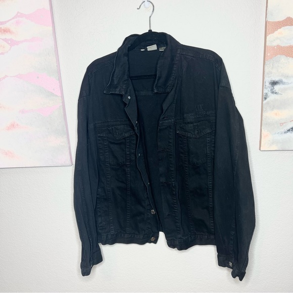 Armani Exchange Unisex Size XL Black Denim Jean Cotton Jacket - Picture 2 of 8